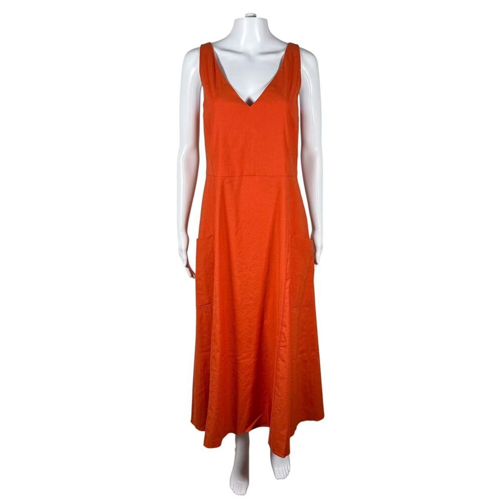 Vince Women's V-Neck Relaxed Fit Midi Dress in Ruby Dusk Size S Glam Sundress
